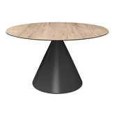 Alessio Oak Effect Ceramic Extending Round Dining Table with 4 Lina Chairs - Pendle Village Furniture